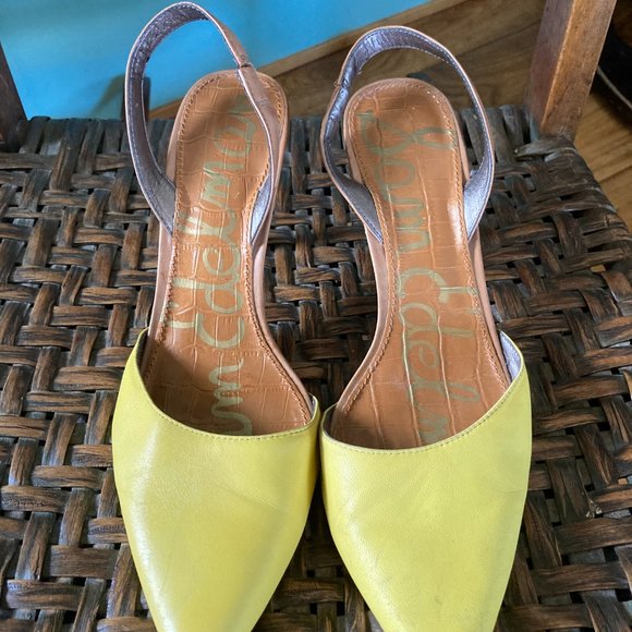 Yellow Slingback Kitten Heels - Picture 4 of 8
